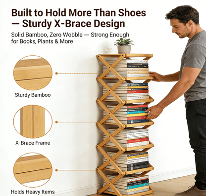Premium 9-Tier Bamboo Storage Rack – No Assembly Required